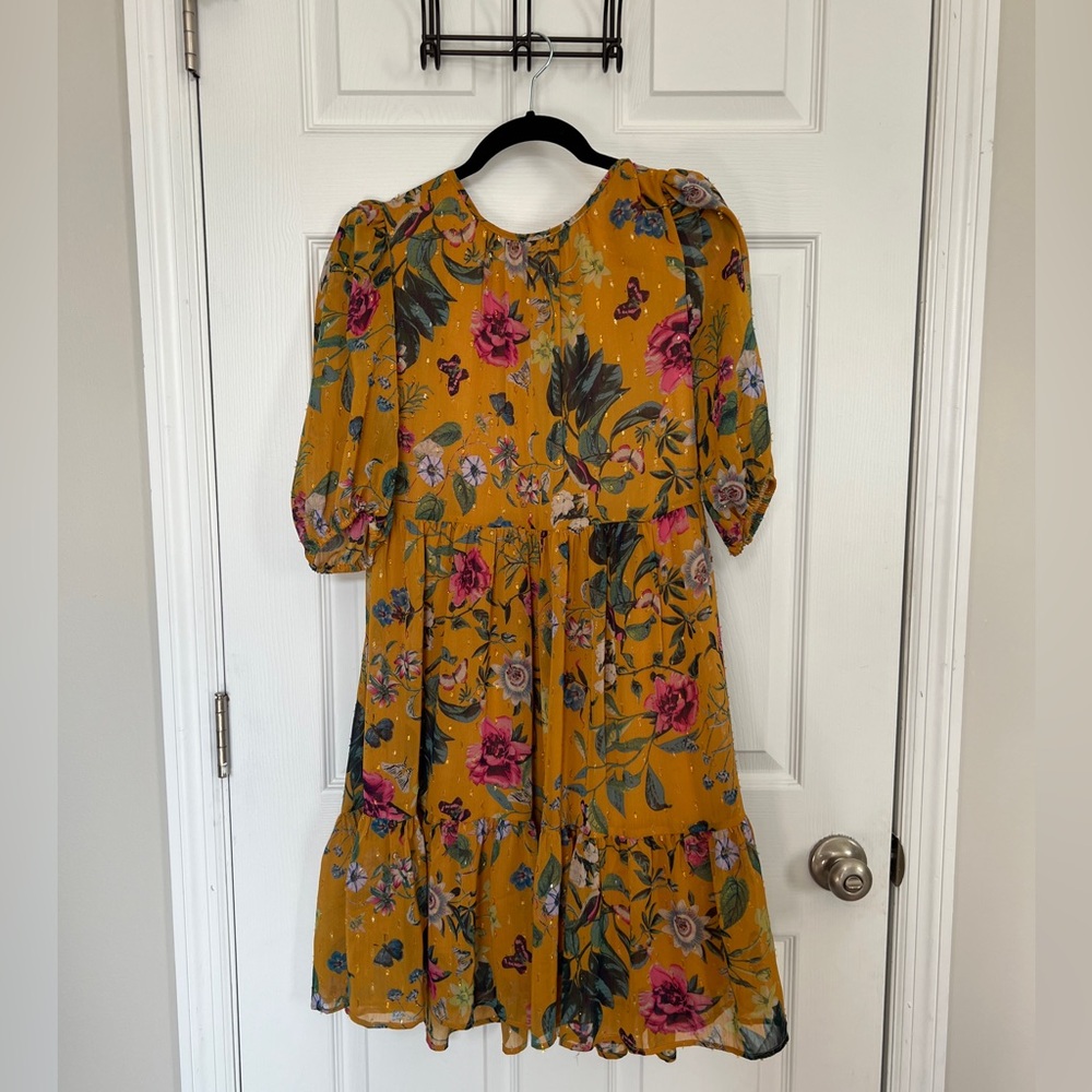 Eliza J Mustard Floral Dress